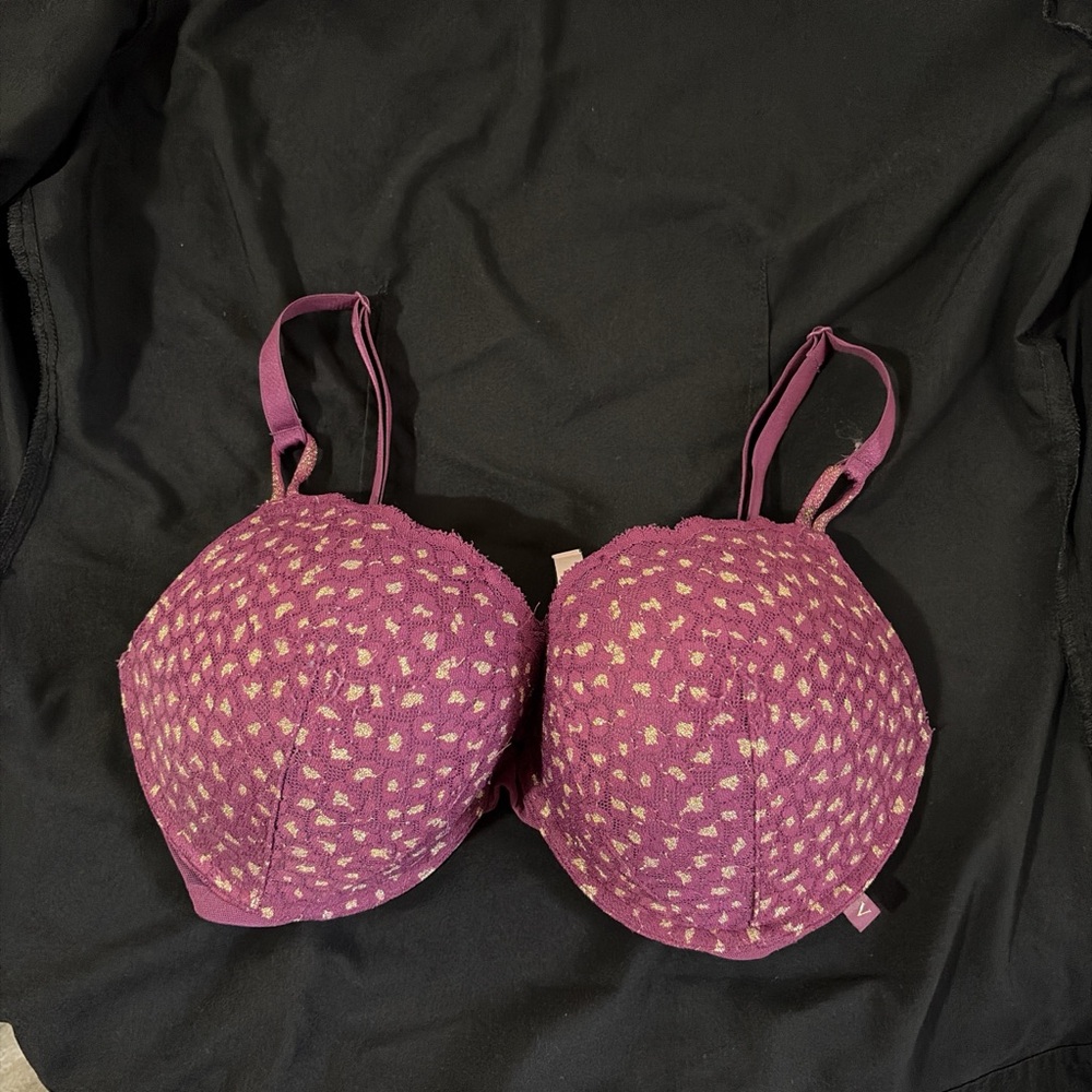 Victoria's Secret Purple and Pink Patterned Bra